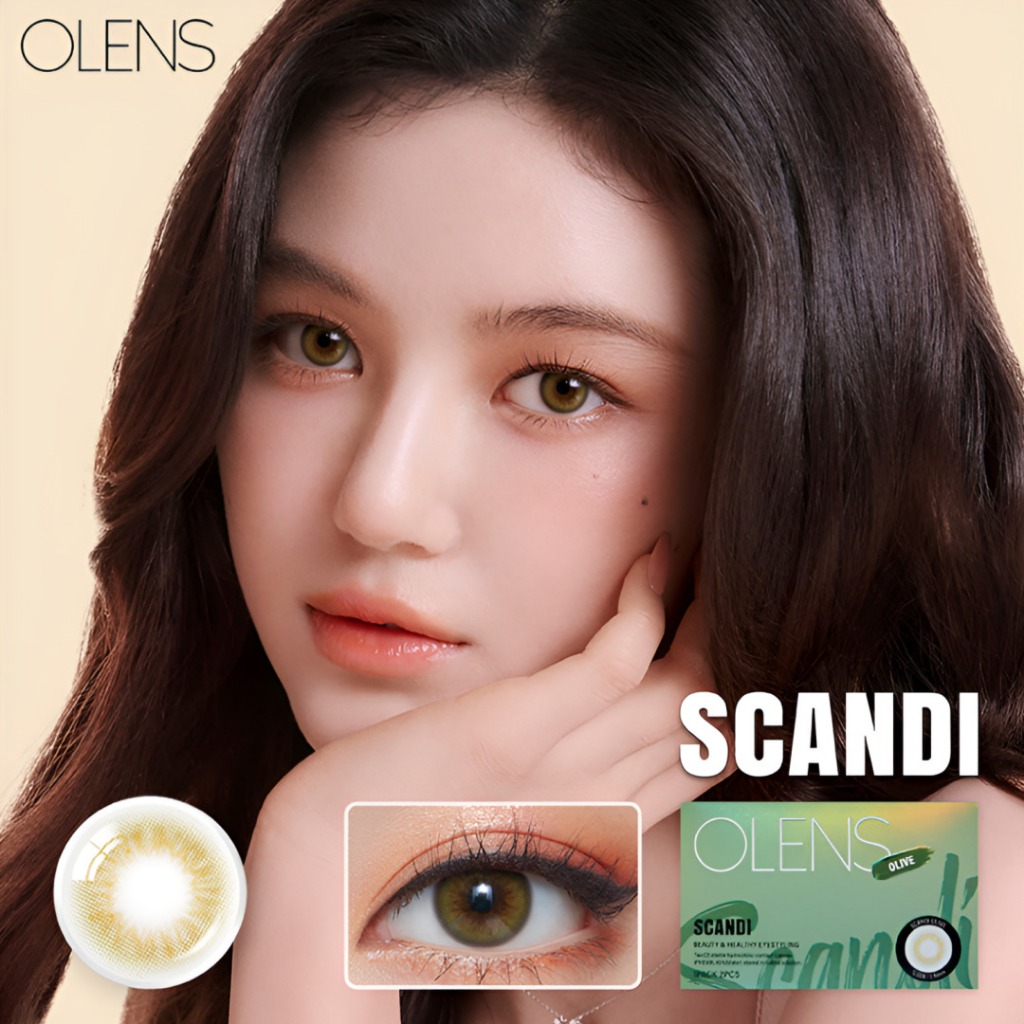OLENS Scandi Olive Month – 1 สี  | คอนแทคเลนส์สีมะกอก Scandi รายเดือน K-Beauty 2p 1 กล่อง