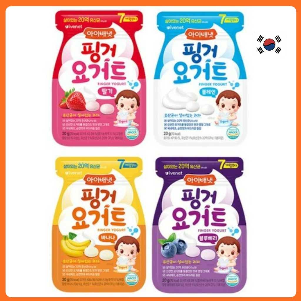 [ผลิตในเกาหลี] Pingger Finger Yogurt Snack 20g / Plain · Banana · Strawberry · บลูเบอร์รี่
