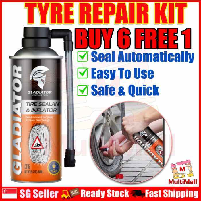 ซื้อ 6 ฟรี 1 Tyre Sealant | ชุดซ่อม Tyre | Tyre Kit สําหรับอากาศรั่ว