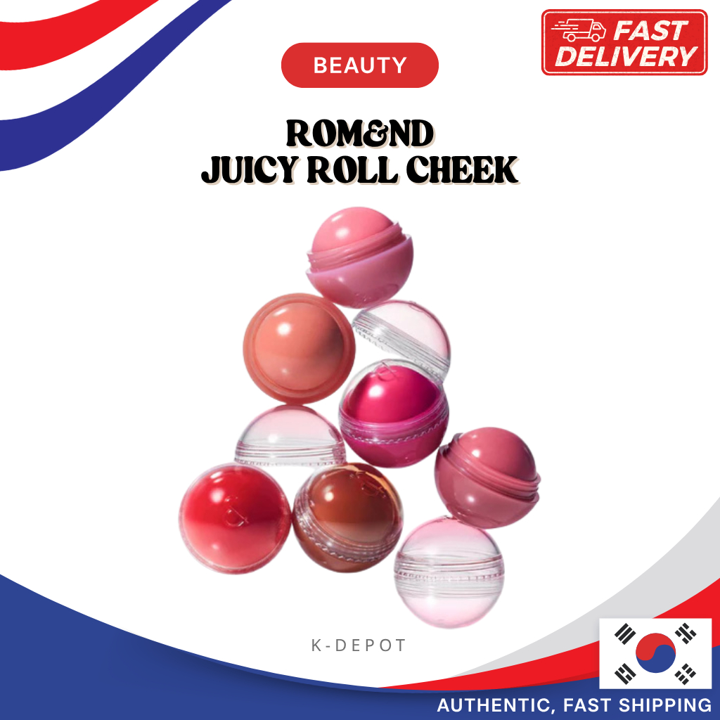 [ROM&ND] Juicy Roll Cheek | 6 สี | บลัชออน Dewy & Natural | มาใหม่