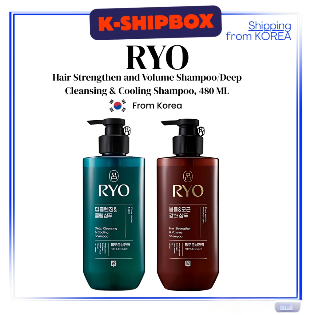[RYO] Hair Strengthening and Volume Shampoo/Deep Cleansing & Cooling Shampoo, 480 ML