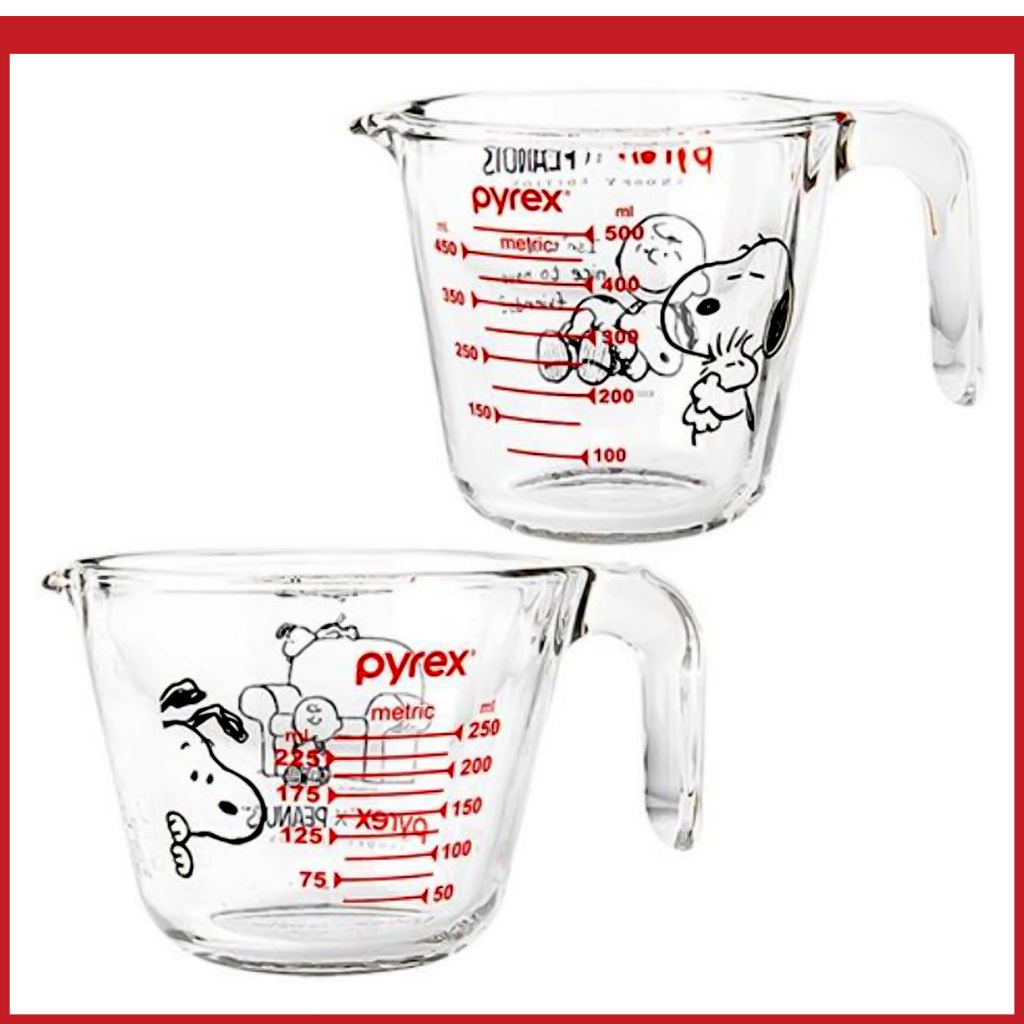 ถ้วยตวงแก้ว Pyrex Snoopy 250ml + 500ml ชุด
