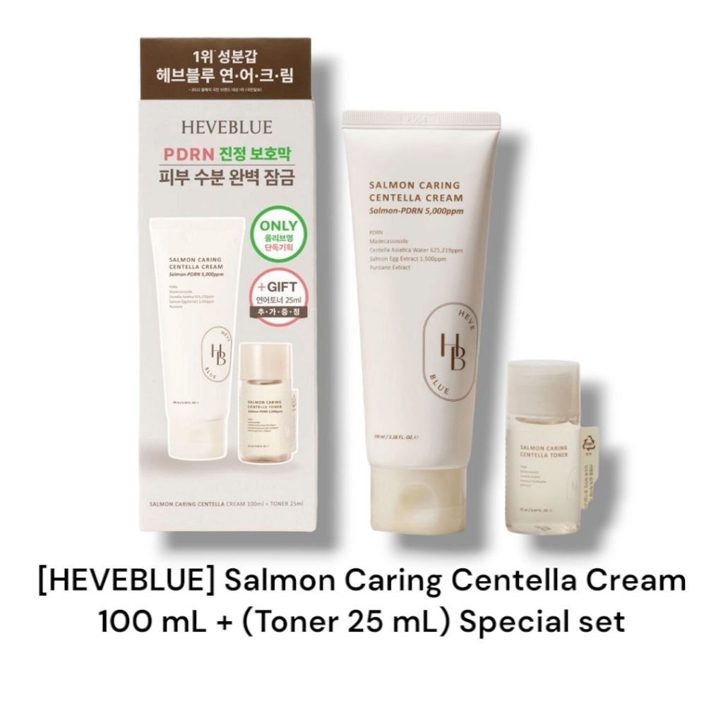 [HEVEBLUE] Salmon Caring Centella Cream 100ml + Toner 25 mL (Special set)/ k-beauty/ k-beauty