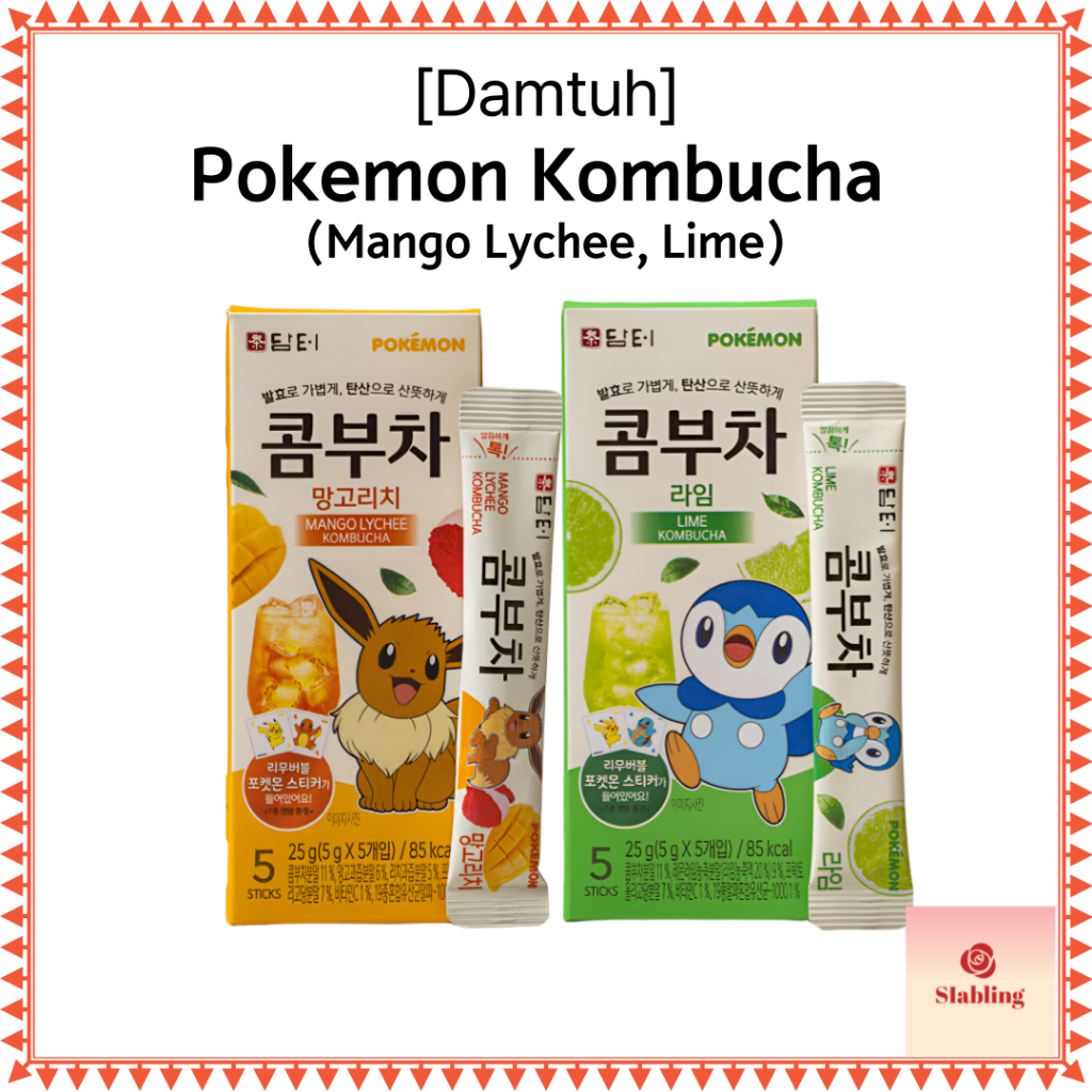 [Damtuh] Pokemon Kombucha Mango Lychee, Lime 2Type (5ea) / ชาเกาหลี