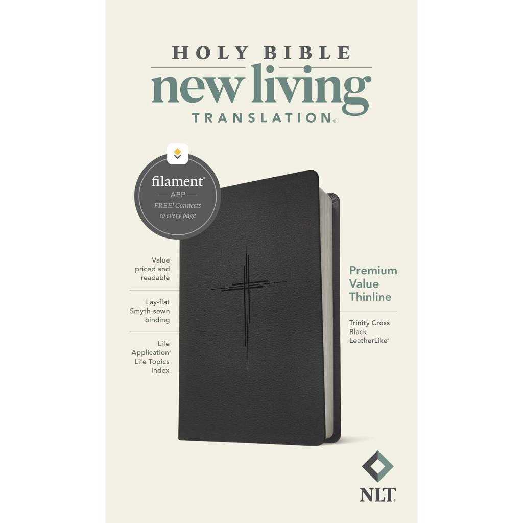 NLT Premium Value Thinline Bible: Filament Enabled (Trinity Cross Black)