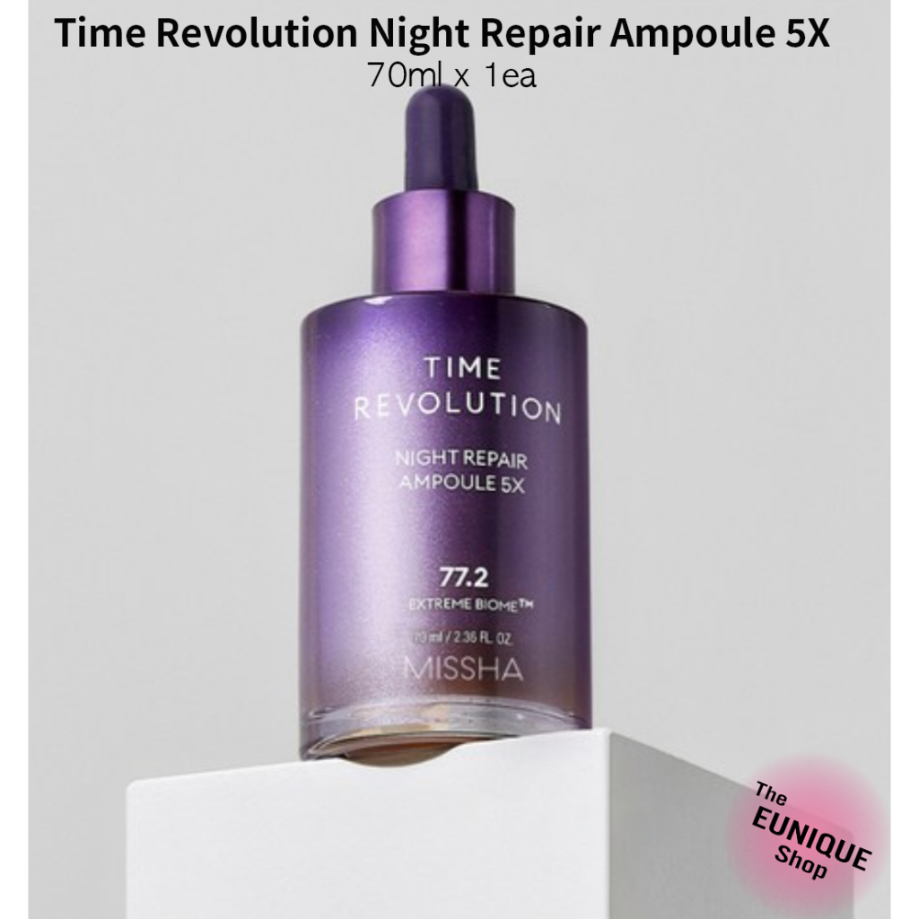 MISSHA Time Revolution Night Repair Ampoule 5X 70ml – เซรั่มกลางคืนต่อต้านวัยพร้อมโปรไบโอติกเพื่อผิว