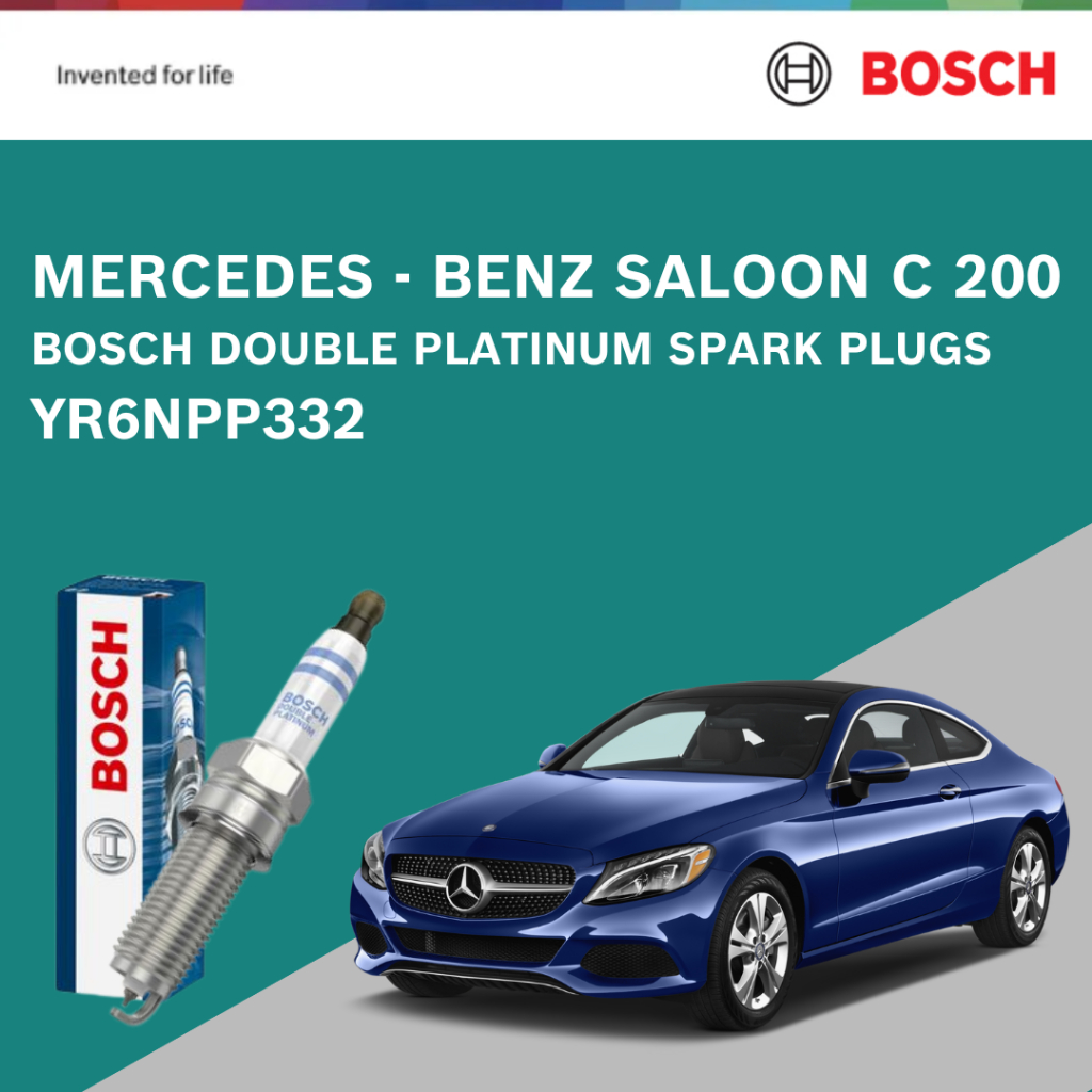 หัวเทียน Bosch Double Platinum YR6NPP332 สําหรับ Mercedes-Benz Saloon C 200 / 180 (1 ชิ้น)