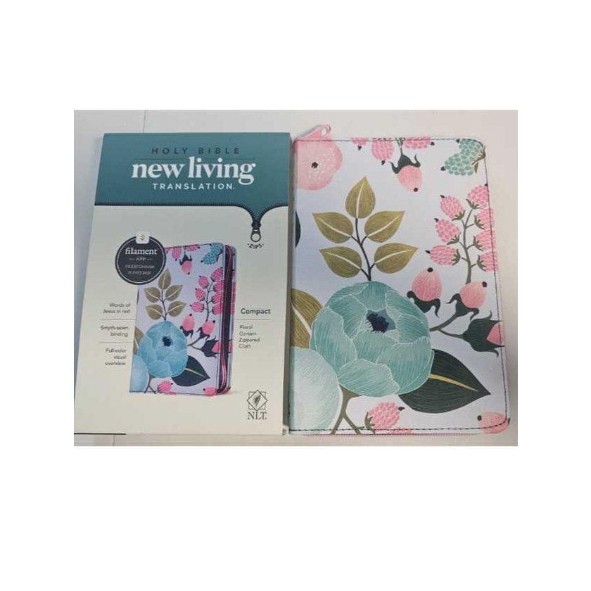 ผู้ขาย SG ท้องถิ่น: NLT Compact Zippered Floral Bible Filament-Enabled Edition การแปลชีวิตใหม่