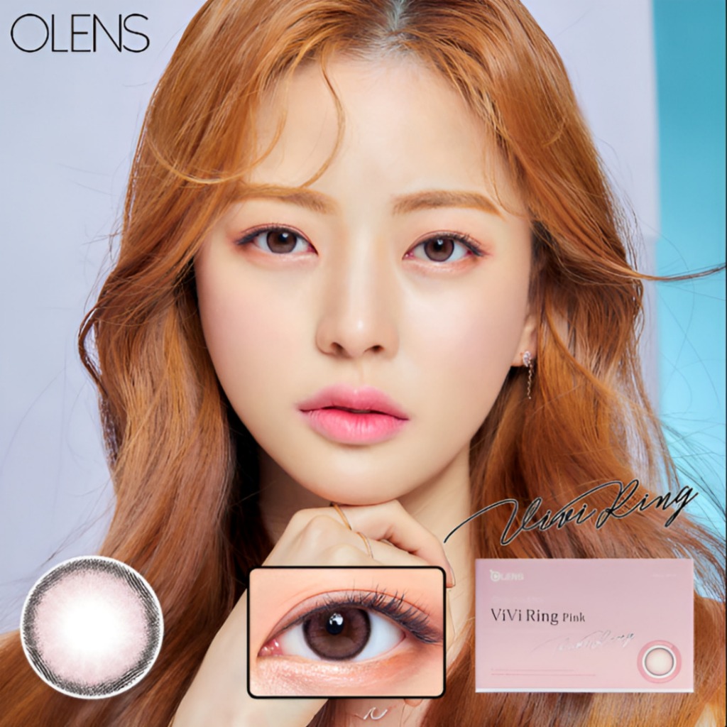 OLENS Vivi Ring รายเดือน – 1 สี สีชมพู คอนแทคเลนส์ K-Beauty 2p 1 กล่อง