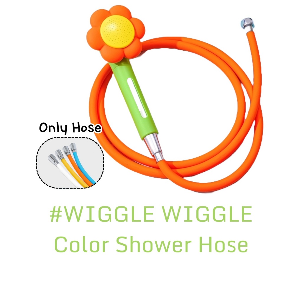 WIGGLE WIGGLE สายฝักบัวสีสันสดใสต้านเชื้อแบคทีเรีย 2m ทนทาน Tangle ฟรีแม่พิมพ์ทน