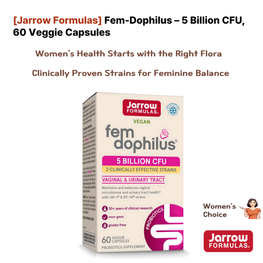 [สูตร Jarrow] Fem-Dophilus – 5 Billion CFU, 60 แคปซูลผัก | โปรไบโอติก Feminine สําหรับสุขภาพช่องคลอดและปัสสาวะทางคลินิก