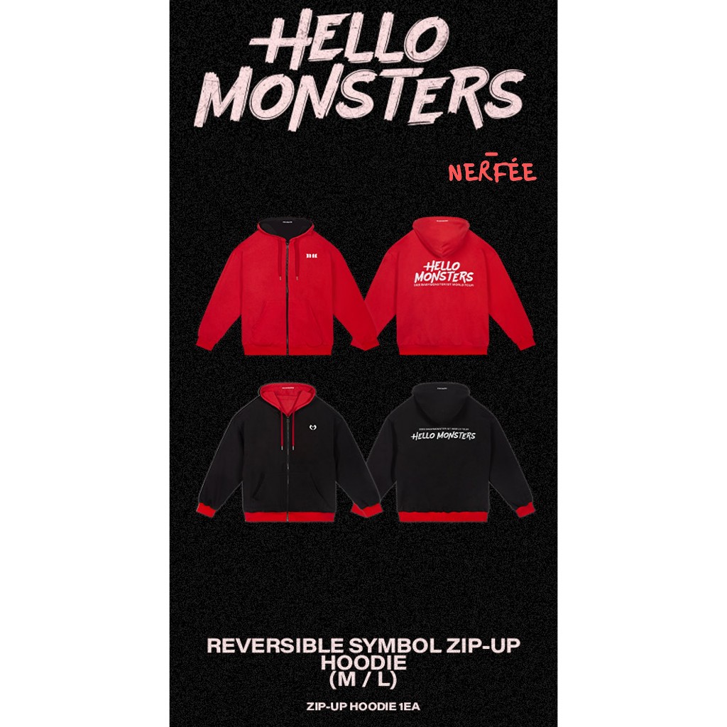 BabyMonster Asia Merch REVERSIVEL SYMBOL ZIP-UP HOODIE (M/L)