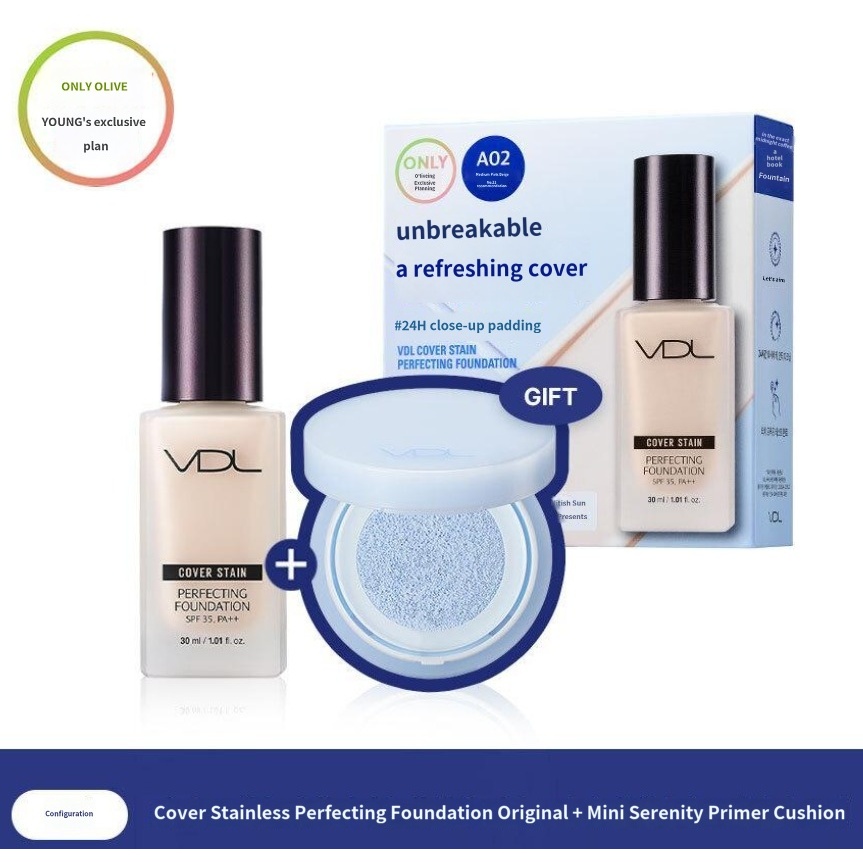 VDL Cover Stain Perfecting Foundation + Mini Cushion สําหรับจํากัดครั้งเท่านั้น / เกาหลี No1 Foundat