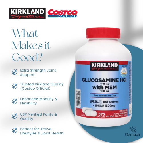 Kirkland Signature Glucosamine HCI 1500mg + MSM 1500mg (375 เม็ด) | (Exp:10/2027) สุขภาพข้อและกระดูก