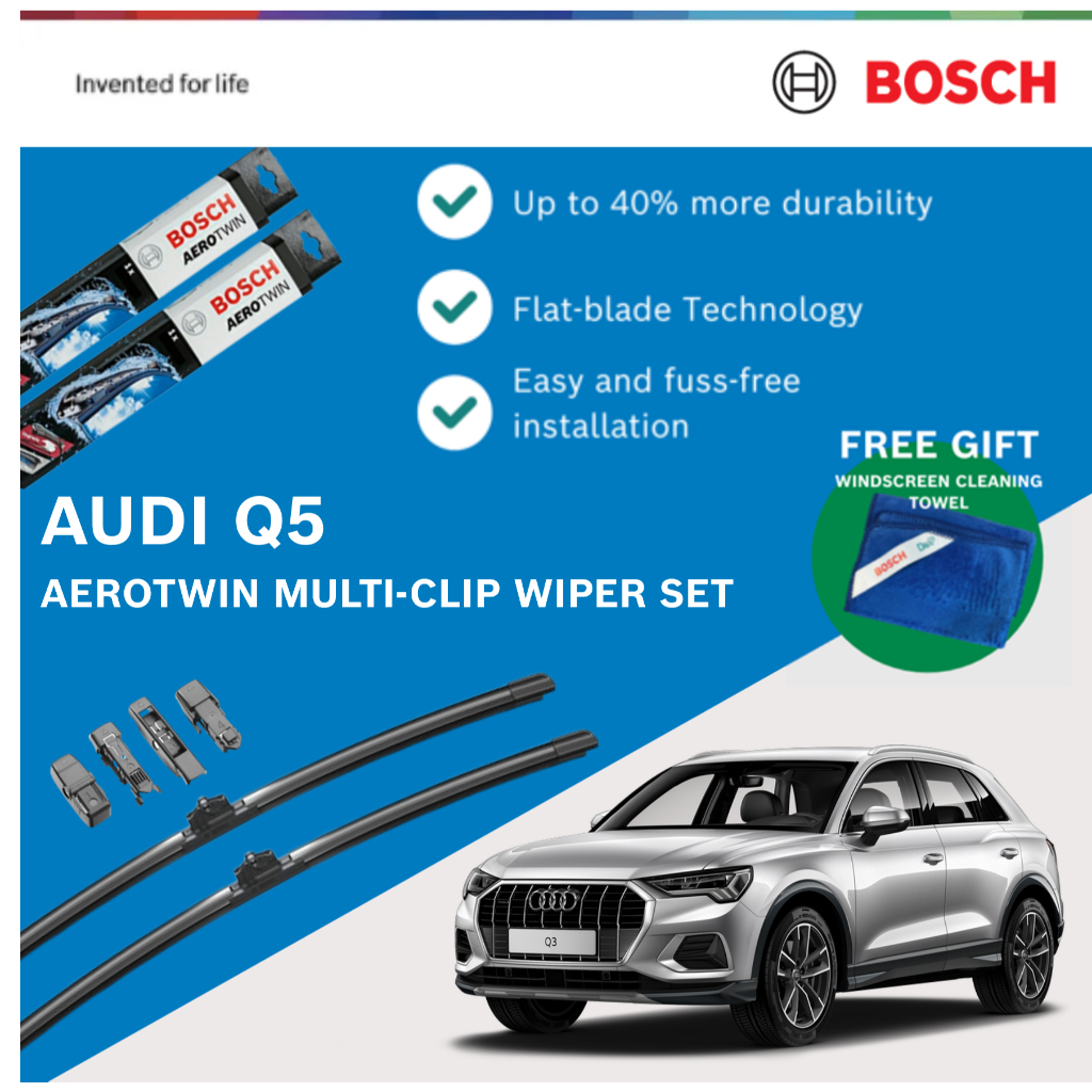 Bosch Aerotwin Multi-Clip Wiper Set สําหรับ Audi Q5 2.0 / 3.0 / 3.2 / 45 / SQ5