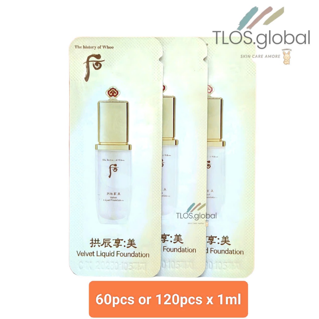 60pcs or 120pcs *1ml Whoo Gongjinhyang Mi Velvet Liquid Foundation SPF30