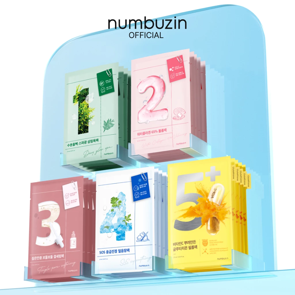 [Numbuzin Official] แผ่นมาส์กหน้า ปลอบประโลม / ผิวฟู / ผิวกระจ่างใจ / ผิวเย็น No.1–5 (4 ชิ้น / 5 ชิ้น / 10 ชิ้น)