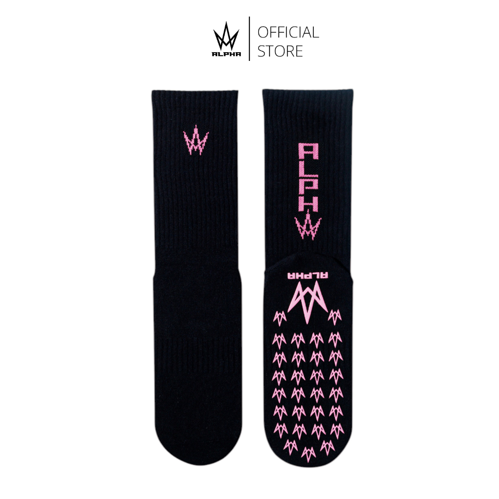 Alpha Trainer Anti-Slip Grip Socks – Secure Traction & All-Day Comfort (REGULAR GRIP SOCKS) (บลัช)