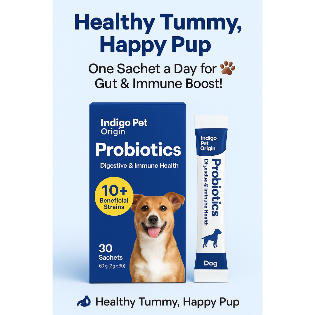 [Indigo Pet Origin] โปรไบโอติกสําหรับสุนัข  | สุขภาพทางเดินอาหารและภูมิคุ้มกัน | 30 ซอง (60ก) | อาหา