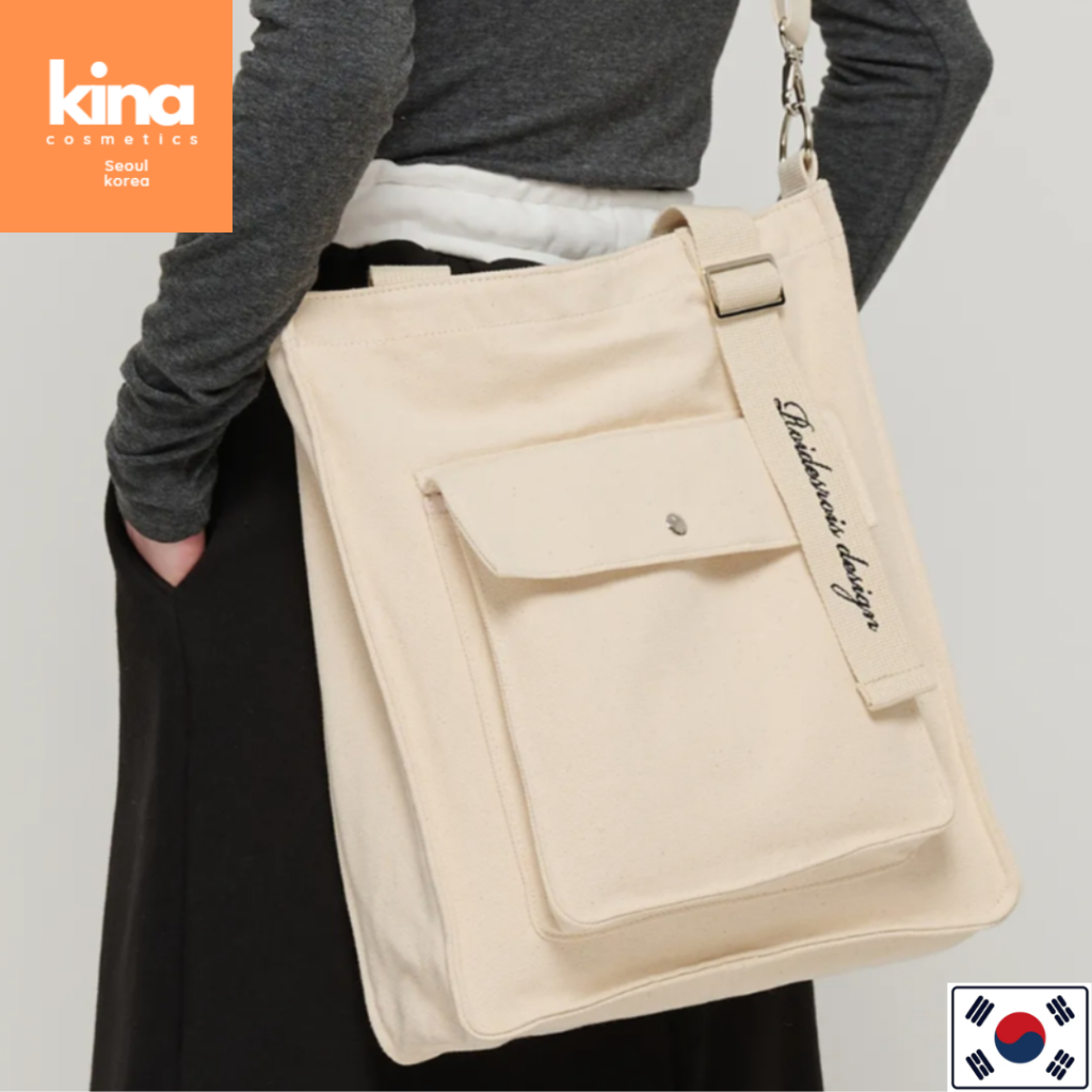 New Achu Canvas Shoulder Crossbody Bag (Ivory) ความสนุกของเกาหลีอินเทรนด์ + ไอเทมที่ต้องมีของ Han So