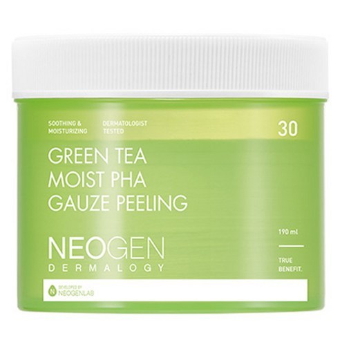 Neogen Dermalogy Green Tea Moist PHA Gauze Peeling Pad – 190ml, 30 แผ่น, 1 แพ็ค | แผ่นบํารุงผิวหน้าข