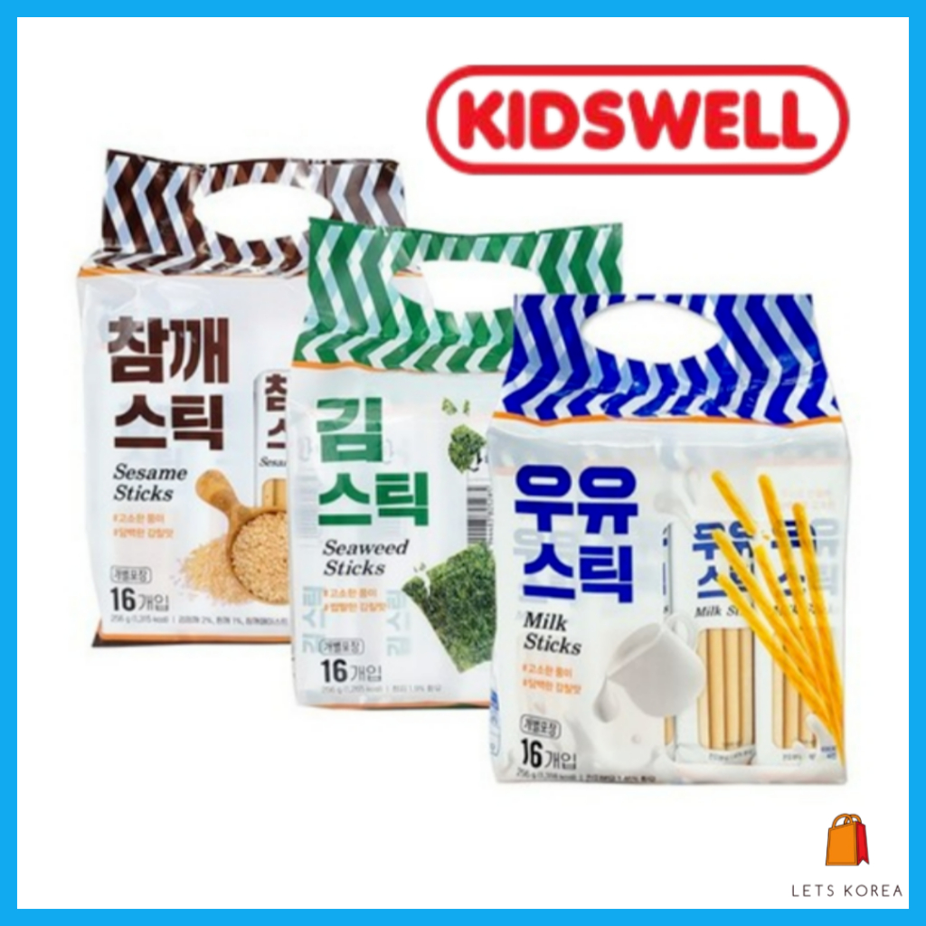 [KOREA] Kidswell Crunchy Stick Snack 16 ชิ้น (นม สาหร่าย งา)