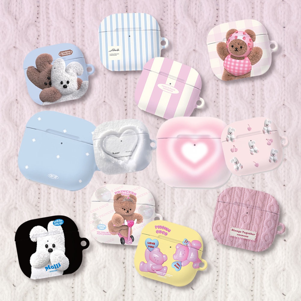 🇰🇷 เคส AirPods & Buds เกาหลี Hard Matte Slim Ring Holder น่ารัก Clean Girl Aesthetic Viral Pretty De