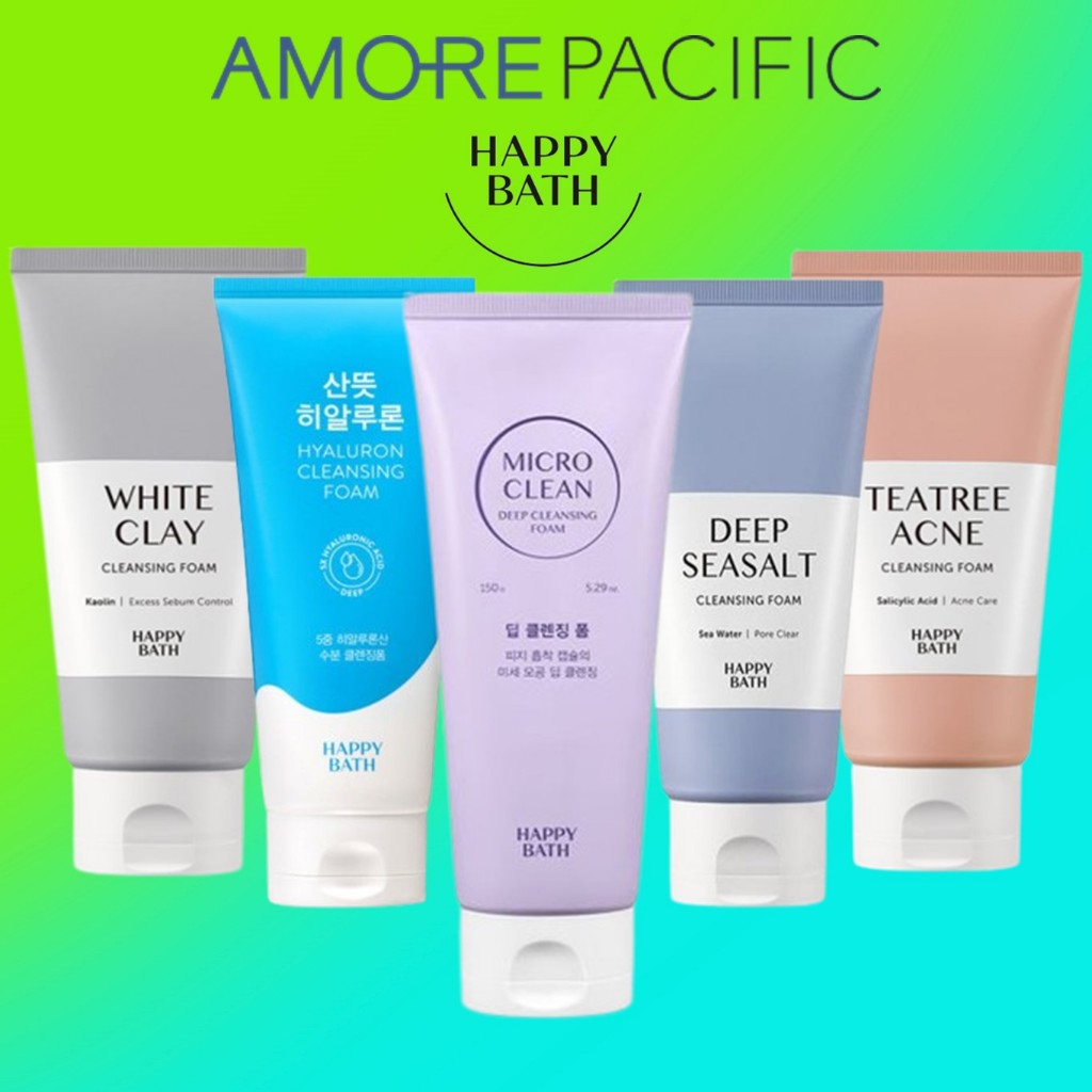 [Happy Bath] โฟมล้างหน้าซีรีส์ 150g – ดูแลสิว / ของแท้จากเกาหลี / ล้างลึก / ผิวกระจ่างใส / เติมความชุ่มชื้น