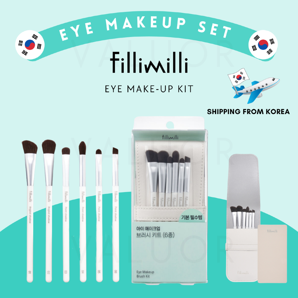 [Fillimilli] [เวอร์ชั่นใหม่☘️] Eye Make Up Brush Set (6P) พร้อมเคสและกระจก