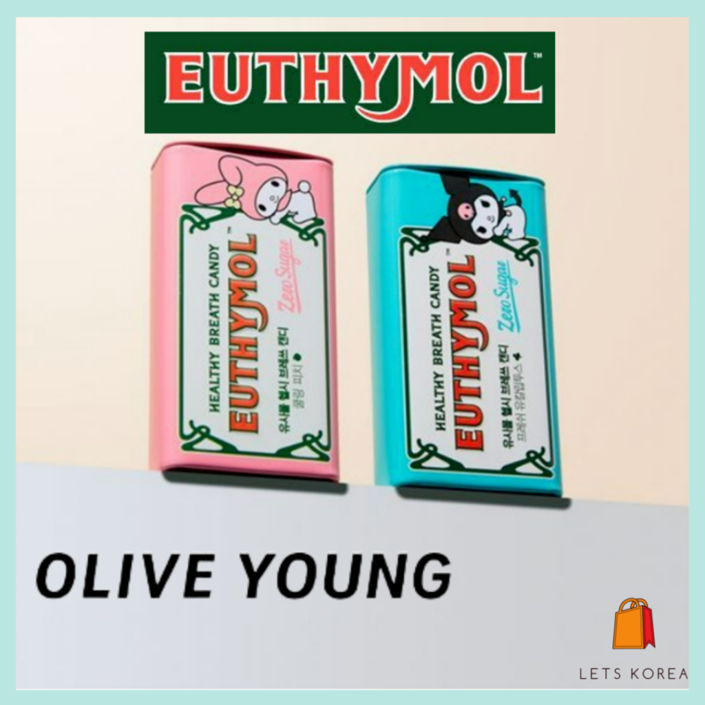 [OLIVE YOUNG] EUTHYMOL Sanrio Limited Edition Breath Mint Mini Ball Candy Sugar Free - Cooling Peach / Fresh Eucalyptus / Mint Candy Container Box