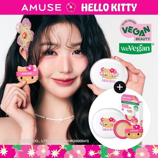 AMUSE Ceramic Skin Perfector Cushion, Tanning Hello Kitty, Vegan, K-Beauty, Limited Edition