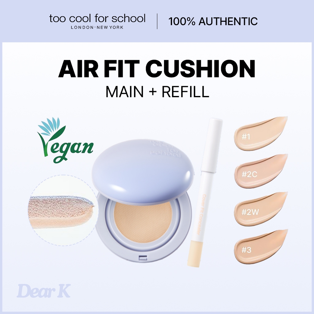 [TOO COOL FOR SCHOOL] Air Fit Vegan Cushion 12g หลัก-รีฟิล+คอนซีลเลอร์