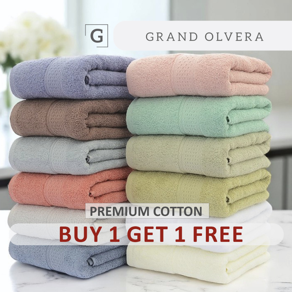 (SG) 1 FOR 1 Premium Bath Towel Cotton, Soft & Absorbent Cotton Bath Towel & Face Towel