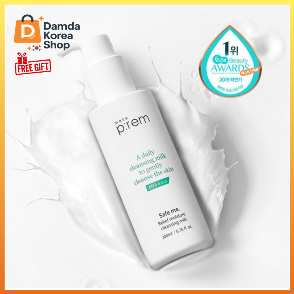 [make p:rem] Safe Me Relief Moisture Cleanser Milk 200ml Vegan Mild pH5.5 คลีนเซอร์สําหรับผิวแพ้ง่าย