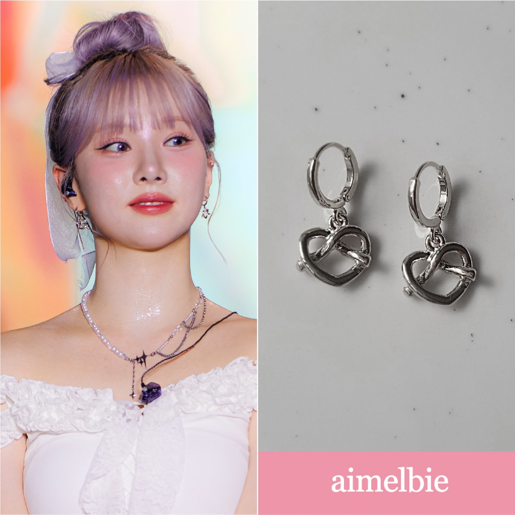 [ต่างหู VIVIZ Eunha] ♥ เครื่องประดับเกาหลี ไอเมลบี้ ♥ ต่างหู Pretzel Huggies สีเงิน