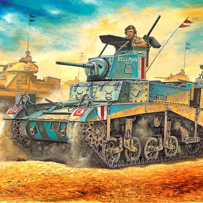 Academy Hobby Model Kit – 1/35 British M3 Stuart Honey Tank, WWII Light Vehicle พร้อมรายละเอียดภายใน