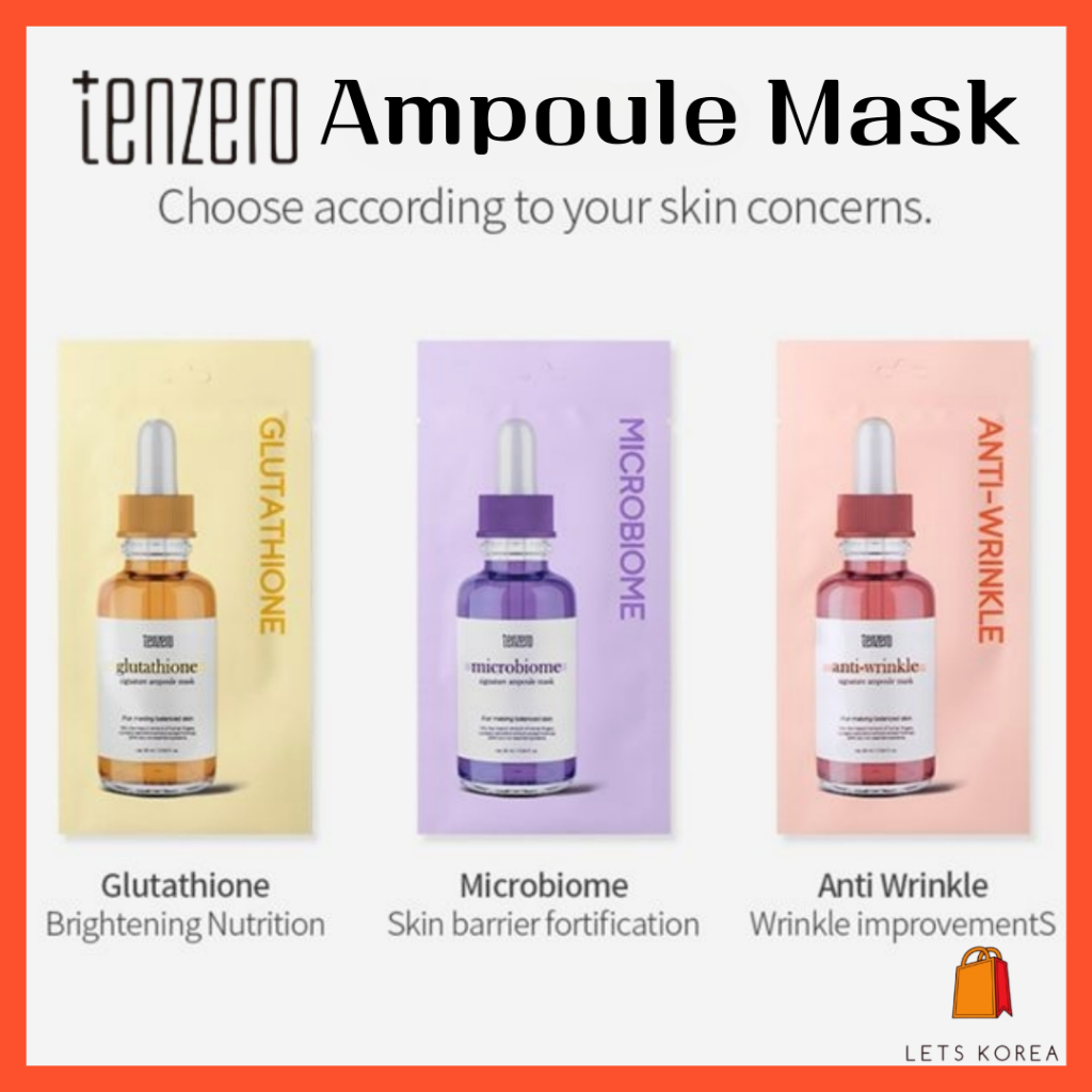 [TENZERO] SIGNATURE AMPOULE MASK PACK SHEET ANTI-WRINKLE MICROBIOME GLUTATHIONE