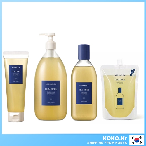 Aromatica Tea Tree Shampoo แชมพู สูตรทีทรี เพียวริฟายอิ้ง (180 มล. / 400 มล. / 1000 มล. / รีฟิล 500 มล.) พร้อมฟรีบิส
