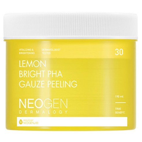 Neogen Dermalogy Lemon Bright PHA Gauze Peeling Pad – 190ml, 30 แผ่น, 1 แพ็ค | แผ่นขัดผิวและกระจ่างใ