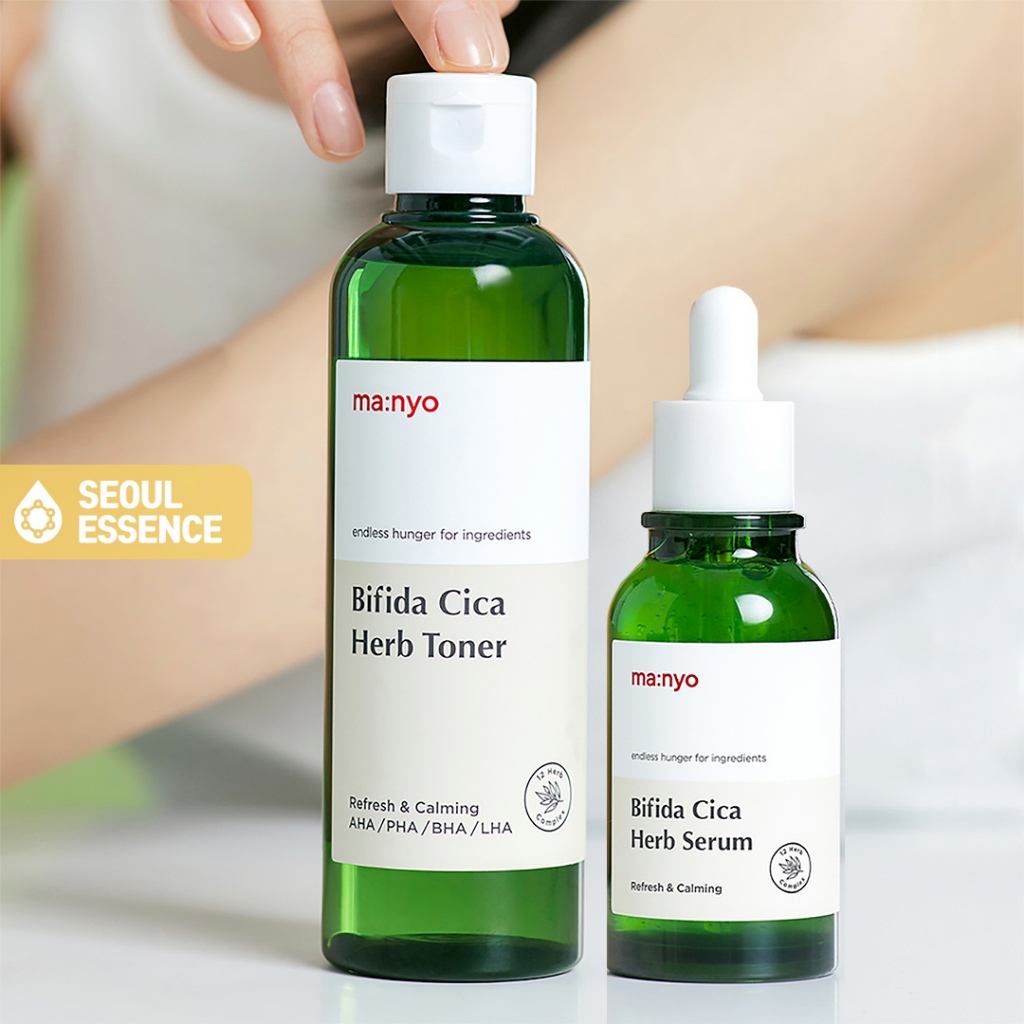 MANYO (ma:nyo) Bifida Cica Herb Toner 210 ml / Serum 50 ml - Soothing & Exfoliating, Anti-Inflamtion, Barrier Repair