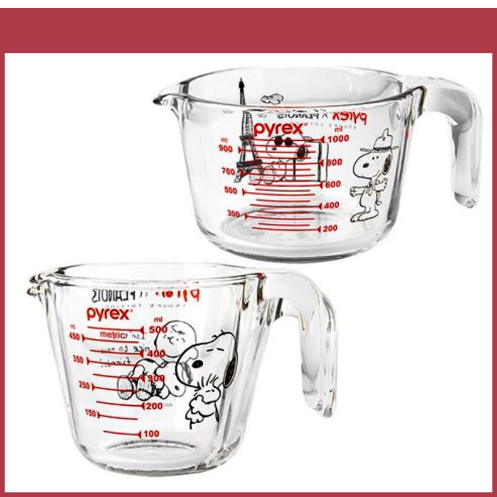 ถ้วยตวงแก้ว Pyrex Snoopy 500ml + 1000ml ชุด