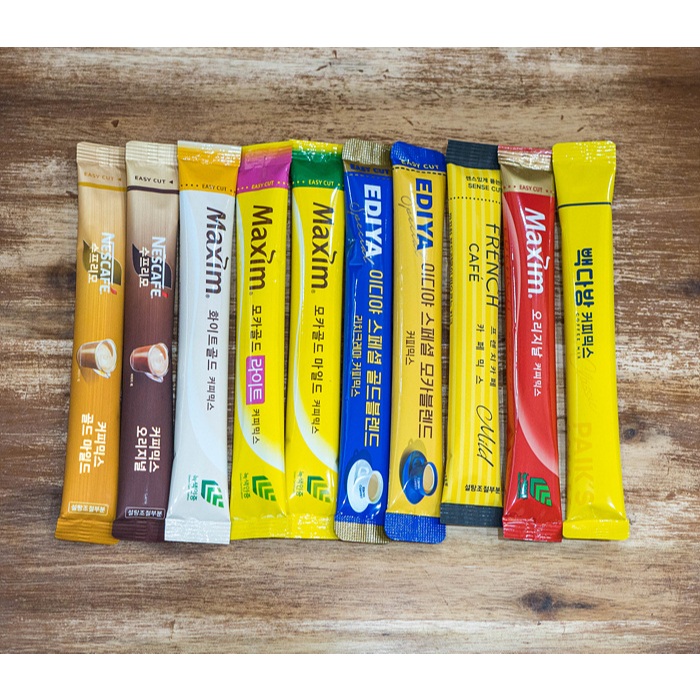 [Maxim, French café, Nescafe, EDIYA]10 STICKS กาแฟสําเร็จรูป / Coffee Mix Stick 3 in 1 Korean Instant Mix Coffee