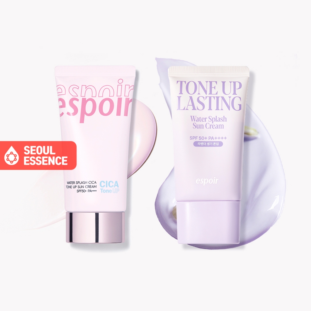 ESPOIR Water Splash (Cica) Sun Cream Tone Up Lasting SPF 50+ PA++++ - Little Lavender Sun Block, Strawberry Milk Cica Sunscreen