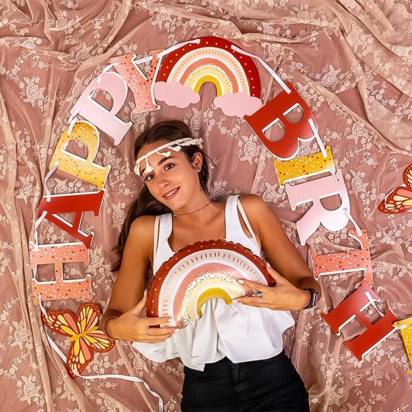 Boho Chic Birthday Garland – แบนเนอร์ปาร์ตี้ Dreamy สําหรับเธอ