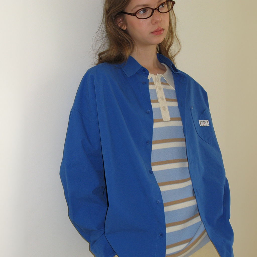 [RONRON] STITCH HEART POCKET OVER FIT SHIRT / 5colors — صورة 8