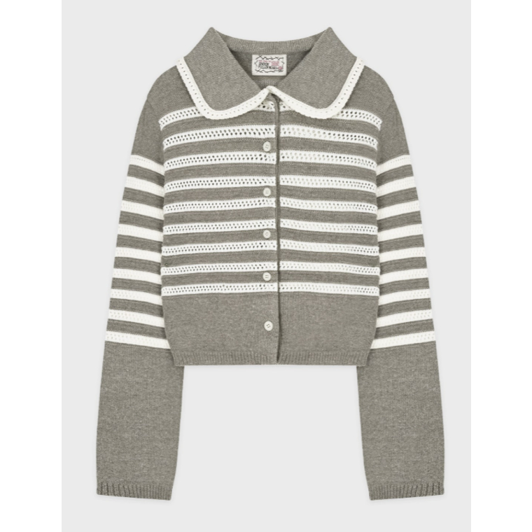 [WENDY LOOKS] คาร์ดิแกนคอปกลาย SINOON (สีเทาเมลังจ์)