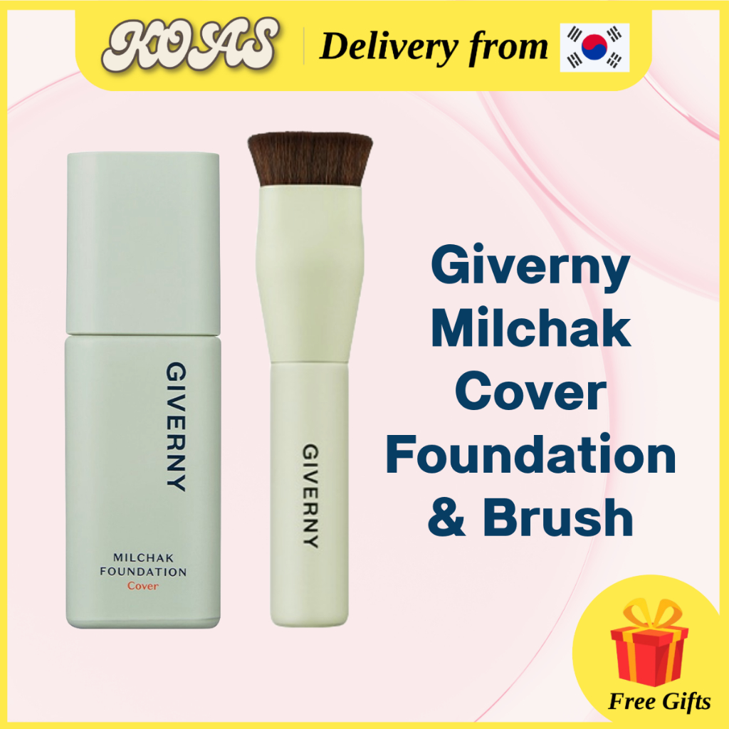 [Giverny] Milchak Cover Foundation 30ml SPF30 PA++ 7 สี + แปรง / K-Beauty