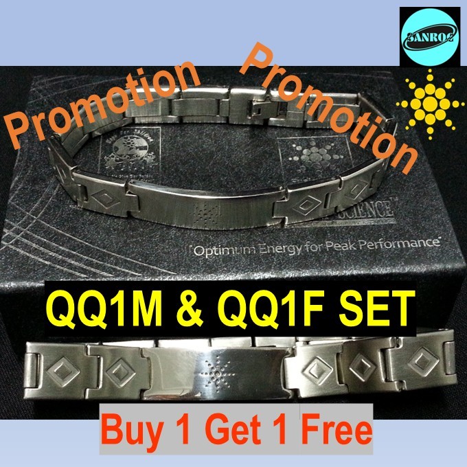 Buy1 แถม 1 Quantum Science Scalar Energy Male & Female S/Steel Bracelet Set (QQ1M & QQ1F)
