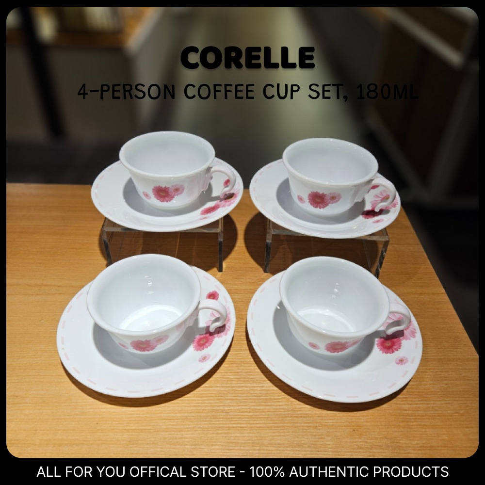 [CORELLE] ชุดถ้วยกาแฟ 4-Person Pink Daisy 180ml