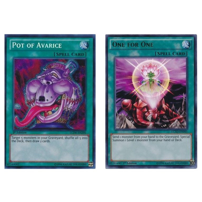ภาษาอังกฤษ Yugioh Pot of Avarice LCJW-EN290 SE 1st Edition/One for One - LC5D-EN045 UR 1st Edition
